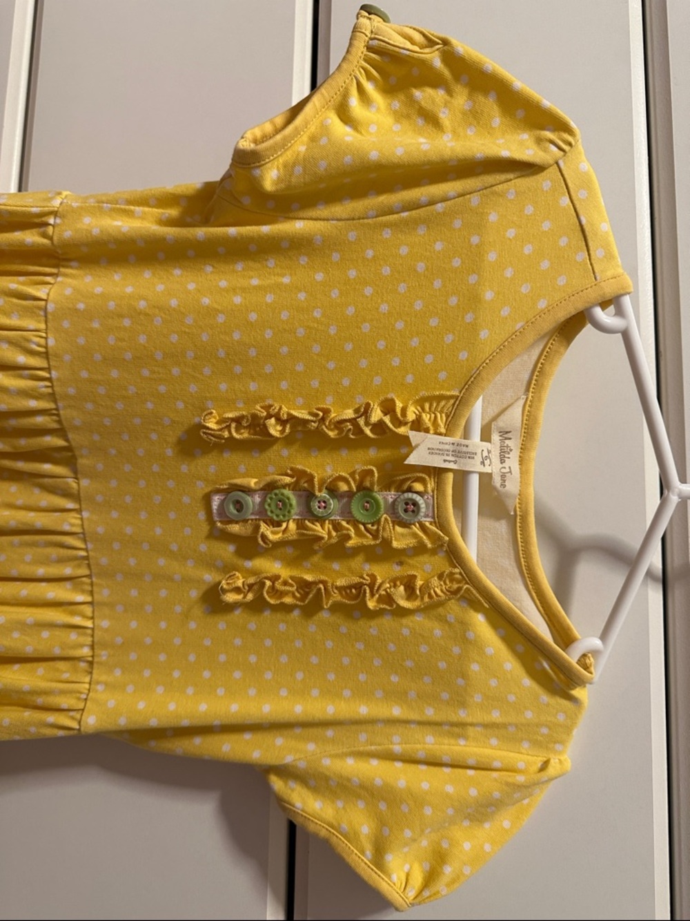Matilda Jane Yellow Polka Dot Ruffle Button Dress - Picture 3 of 5